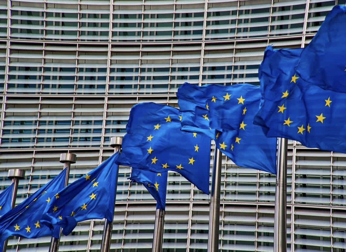 several EU flags flying