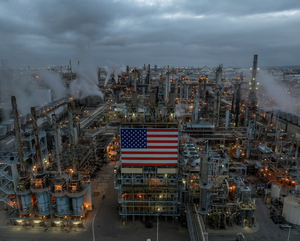 US factory with smokestacks